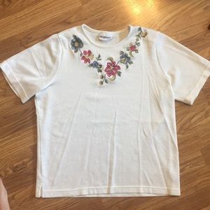 shimmery vintage white short sleeve shirt